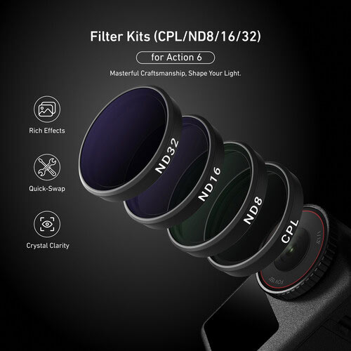 ست فیلتر ND8/ ND16/ ND32/ CPL تلسین برای دوربین DJI Osmo Action 6/نماکم